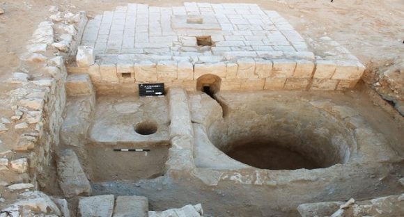 1600 år gammal vinpress i regionen Ramat Negev